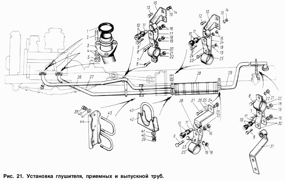 Схема выхлопной системы зил 131