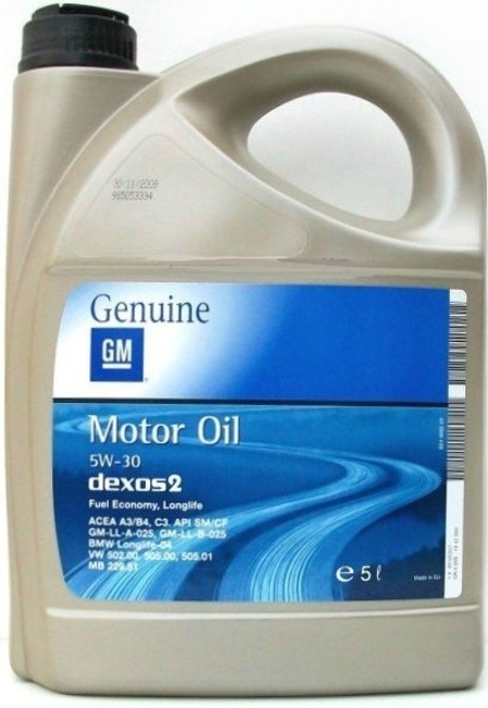    A3/B3/B4/C3 GM 5W-30 SM/CF DEXOS2 (5) 1942003