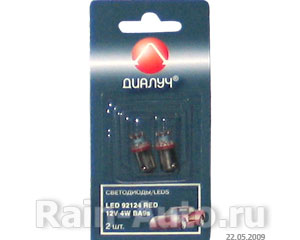  12V BA9S T4W 1  LED RED 92124 92124CRED