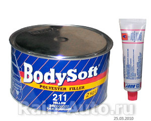 ШПАТЛЕВКА BODY SOFT ПОЛИЭФИРНАЯ (2 КГ) + ОТВЕРДИТЕЛЬ (40 Г) 211.23.0000.2