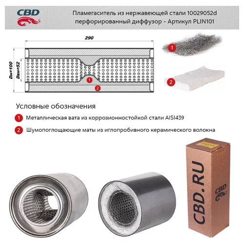 ПЛАМЕГАСИТЕЛЬ 10029052D ПЕРФОРИРОВАННЫЙ ДИФФУЗОР PLIN101