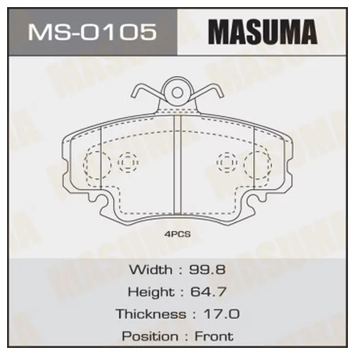 КОЛОДКИ  ДИСКОВЫЕ MASUMA  RENAULT/CLIO SYMBOL/V1400, V1600 FRONT   (1/12) MS0105