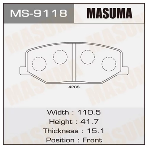 КОЛОДКИ  ДИСКОВЫЕ MASUMA  AN-129 MS-9118 MS-9118