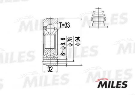 ШРУС AUDI 80 / 100 / VW G2 / G3 / PASSAT 1.3-1.8 72-94 ВНУТР. GA10004 GA10004