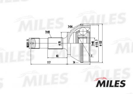 ШРУС CITROEN JUMPER / FIAT DUCATO / PEUGEOT BOXER 1.9D>2.8D 94> НАР.(ABS) GA20069 GA20069
