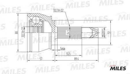 ШРУС FIAT DOBLO 1.2-1.9D 01- НАР. GA20091 GA20091