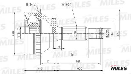 ШРУС HYUNDAI TRAJET 99-01 НАР.(ABS) GA20173 GA20173