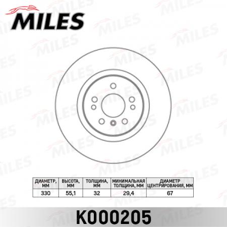 ДИСК ТОРМОЗНОЙ MERCEDES ML W164 / R W251 280-350 05- ПЕРЕДНИЙ ВЕНТ. D=330ММ. K000205 K000205