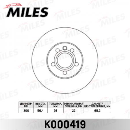 ДИСК ТОРМОЗНОЙ FORD GALAXY 95-06 / VW SHARAN 95- / TRANSPORTER IV ПЕРЕДНИЙ D=300ММ. K000419 K000419