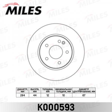 ДИСК ТОРМОЗНОЙ MERCEDES W202 93-00 ПЕРЕДНИЙ D=284ММ. K000593 K000593