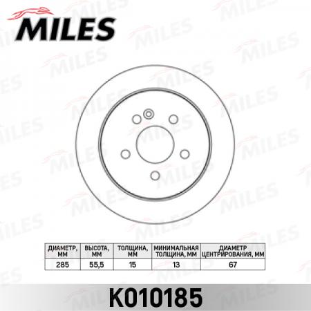 ДИСК ТОРМОЗНОЙ MERCEDES W163 230-430 98-08.00 ЗАДНИЙ D=285ММ. K010185 K010185