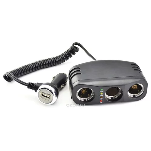 ПРИКУРИВАТЕЛЬ (РАЗВЕТВИТЕЛЬ) НА 3 ГНЕЗДА + 1 USB (1000 MA) PR-40