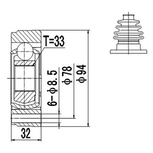 КОМПЛЕКТ ШРУСА DCV603004