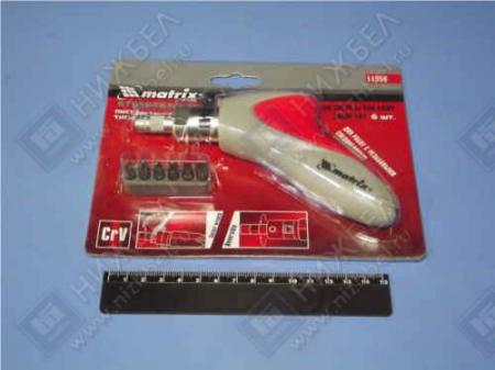 ОТВЕРТКА РЕВЕРСИВНАЯ ПИСТОЛ. ТИПА С СИЛОВЫМ ЭЛ. ПОД КЛЮЧ +6 НАКОНЕЧНИКОВ 11550