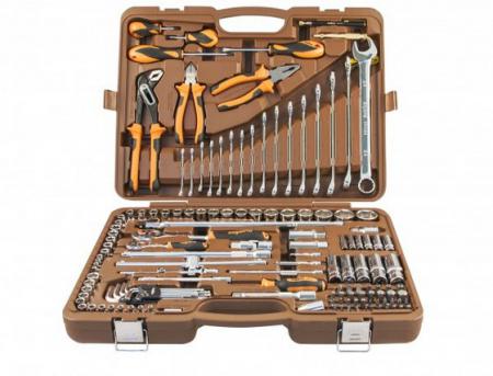 НАБОР УНИВЕРСАЛЬНЫЙ ИНСТРУМЕНТА: ТОРЦЕВЫЕ ГОЛОВКИ 1 / 4DR И 1 / 2DR, АКСЕССУАРЫ К НИМ, ШГИ, 143 ПРЕДМЕТА OMT143SL