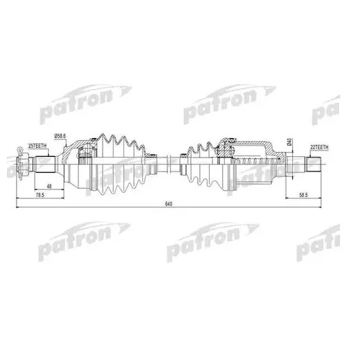    25X640X58,6X22 PEUGEOT: 207 06-, 207 CC 07- PDS0229