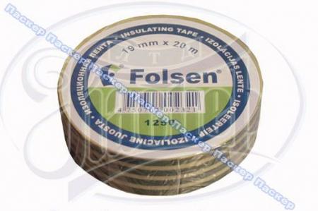 ИЗОЛЕНТА FOLSEN 19ММX20М ЖЕЛТО-ЗЕЛЕНАЯ 