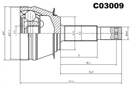 ШРУС ВНЕШНИЙ ПЕРЕДНИЙ C03009