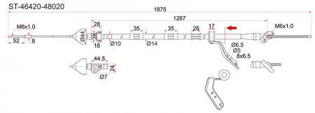 ТРОС РУЧНИКА TY HARRIER ACU/SXU/MCU15, 4WD -RH ST-46420-48020
