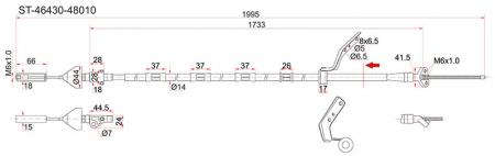 ТРОС РУЧНИКА TY HARRIER ACU/SXU/MCU10, 2WD -LH ST-46430-48010 ST-46430-48010