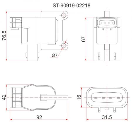 КАТУШКА ЗАЖИГАНИЯ TY 3S/5S-FE (№2) 96-, ST19#/ST21#/SV4#/SV55/SXV2#/SXM1#/SXN1#/SXU1#, 1ZZ ZZV50 -00 ST-90919-02218 ST-90919-02218