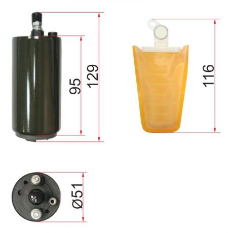 УНИВЕРСАЛЬНЫЙ БЕНЗОНАСОС 12V, 3BAR, 95L/H,  V=2000-3000 1G-G#, 7M-GE, 3S-GTE 86-93 ST-FP03