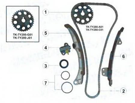 КОМПЛЕКТ ДЛЯ ЗАМЕНЫ ЦЕПИ ГРМ TOYOTA 1NZ-FE/1NZ-FXE 00- TK-TY280-A