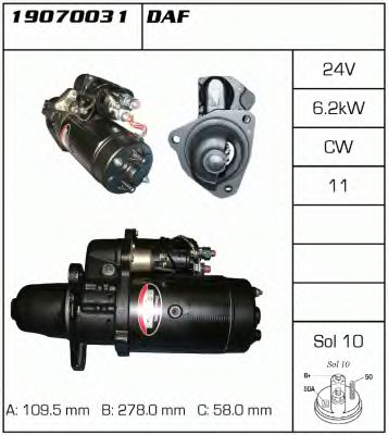  24V- 6.2kW 11  DAF 95 XF 01.97-> 19070031 DELCO REMY