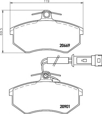 КОЛОДКИ ДИСКОВЫЕ ДЛЯ (20669) AUDI 100 C 3, 200 (С ДАТЧИКОМ ) F T5009