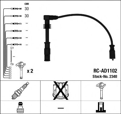2348 / RC-AD1102 КОМПЛЕКТ ПРОВОДОВ ЗАЖИГАНИЯ AUDI A4 95-00, A4 AVANT 95-01, A6 94-97. VW PASSAT 1.8L 2348