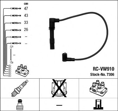 7306 / RC-VW910    AUDI A2 1.4, VW GOLF 4/BORA/POLO 1.4/1.6 V4 97> 7306