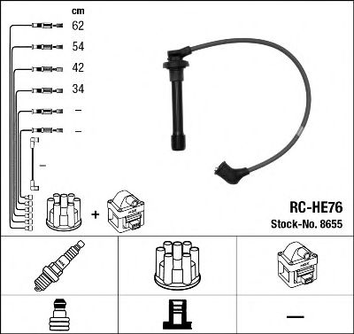8655 / RC-HE76 КОМПЛЕКТ ПРОВОДОВ ЗАЖИГАНИЯ HONDA CIVIC/HR-V/ACCORD/LOGO 1.3-2.2 91> 8655