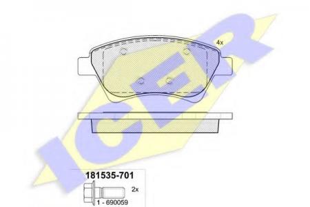 К-Т КОЛОДКИ REN MEGANE/SCENIC 1.6-2.0/1.5DCI/1.9DCI 02- ПЕР 181535-701