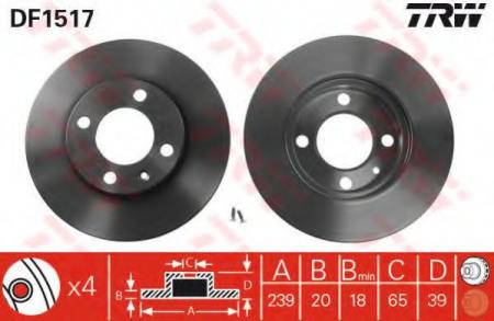 ДИСК ТОРМОЗНОЙ ПЕРЕДН AUDI: 80 76-78, 80 79-86, 80 86-91, COUPE 81-88,  SEAT: CORDOBA 93-99, CORDOBA VARIO 96-, CORDOBA ХЕЧБЭК 99-02, IBIZA II 93-99, IBIZA III DF1517