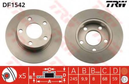    AUDI: 100 84-90, 100 AVANT 84-90, 200 79-82, 200 83-91, 200 AVANT 85-91, QUATTRO 80-89 DF1542