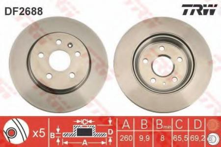   OPEL VECTRA 2.5 93-95/SAAB 900 2.0-2.5 93-98  D=260. DF2688
