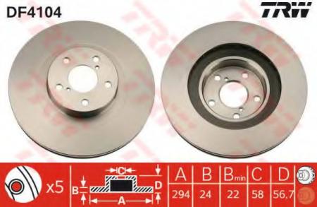 ДИСК ТОРМОЗНОЙ ПЕРЕДН SUBARU: FORESTER 01-02, FORESTER 02-, IMPREZA 98-00, IMPREZA 00-, IMPREZA УНИВЕРСАЛ 98-00, OUTBACK 00-03 DF4104