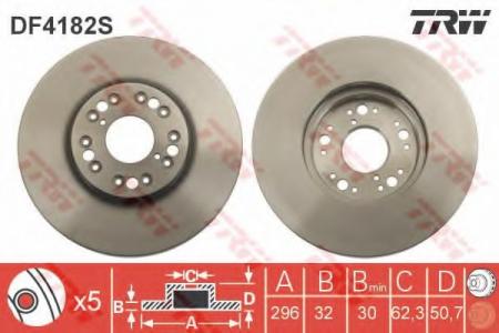 ДИСК ТОРМОЗНОЙ ПЕРЕДН LEXUS LS400 92-94, GS300/400 USA, IS300 USA DF4182S
