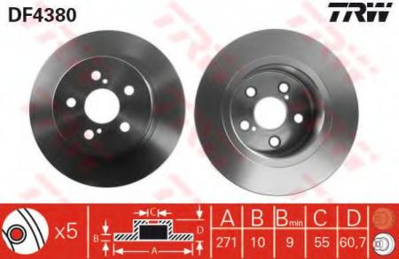 ДИСК ТОРМОЗНОЙ ЗАДН TOYOTA: AVENSIS 99-03, AVENSIS LIFTBACK 99-03, AVENSIS STATION WAGON 99-03 DF4380