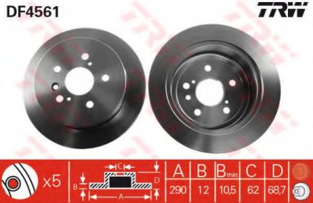 ДИСК ТОРМОЗНОЙ ЗАДН TOYOTA: ALPHARD 03-, AVENSIS VERSO 01-, PICNIC 01-06, PREVIA 00- DF4561