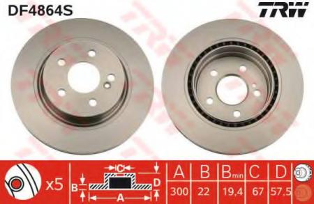 ДИСК ТОРМОЗНОЙ MERCEDES W204 250-350 ЗАДНИЙ ВЕНТ.D=300ММ. DF4864S
