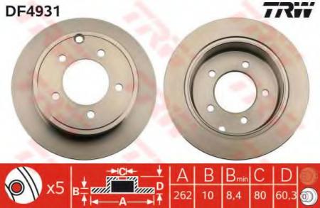 ДИСК ТОРМОЗНОЙ ЗАДН CHRYSLER: SEBRING 07-, DODGE: AVENGER 07-, CALIBER 06-, JEEP: COMPASS 06- DF4931