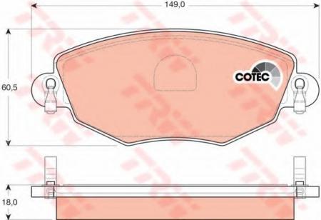 КОЛОДКИ ТОРМОЗНЫЕ ДИСКОВЫЕ ПЕРЕДН FORD: MONDEO III 00-, MONDEO III СЕДАН 00-, MONDEO III УНИВЕРСАЛ 00-,  JAGUAR: X-TYPE 01-, X-TYPE ESTATE 04- GDB1434