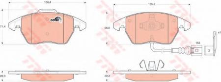 КОЛОДКИ ТОРМОЗНЫЕ ДИСКОВЫЕ ПЕРЕДН AUDI: A3 03-, A3 SPORTBACK 04-, TT 06-, TT ROADSTER 07-,  SEAT: ALTEA 04-, LEON 05-, TOLEDO III 04-,  SKODA: OCTAVIA 04-, OCTAVIA COMBI 04 GDB1550