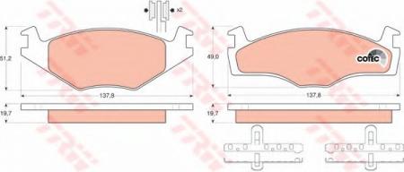     SEAT: CORDOBA 93-99, IBIZA II 93-99, TOLEDO I 91-99,  VW: CADDY I 82-92, GOLF I 75-84, GOLF I CABRIOLET 79-92, GOLF II 83-92, GOLF III 91- GDB454