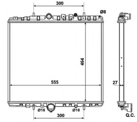 РАДИАТОР СИСТЕМЫ ОХЛАЖДЕНИЯ PGT 807 02-/CIT C8 02-/FIAT ULYSSE 03-/LAN PHEDRA 02- 58373