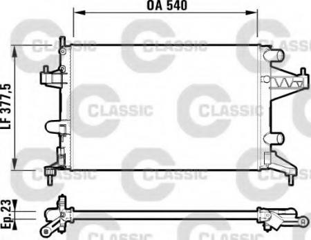 РАДИАТОР ДВИГАТЕЛЯ OPEL COMBO (01-12)/CORSA C (00-09)/CORSA C BOX (00-)/TIGRA TWIN TOP (04-)/ 232825