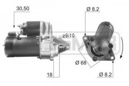 СТАРТЕР CHEVROLET LACETTI, AVEO, DAEWOO NEXIA, ESPERO, LANOS, NUBIRA 1,4, 1,5, 1,6 16V 91> 12V 0,9 KW 220001