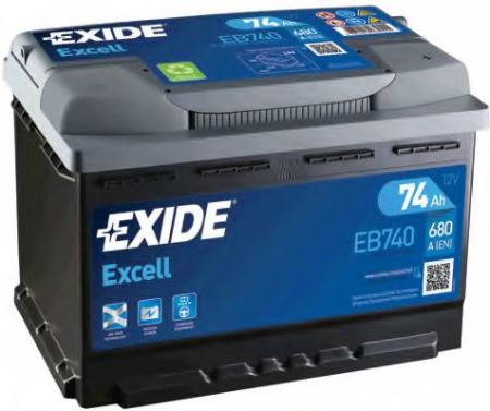 EXCELL 12V 74AH 680A ETN 0(R+) B13 278X175X190MM 18.29KG EB740
