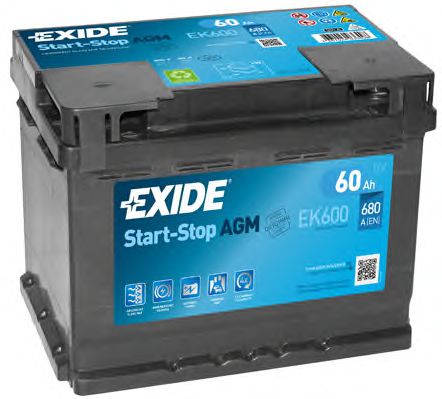  AGM 60AH 680A (R+) 242X175X190 MM EK600
